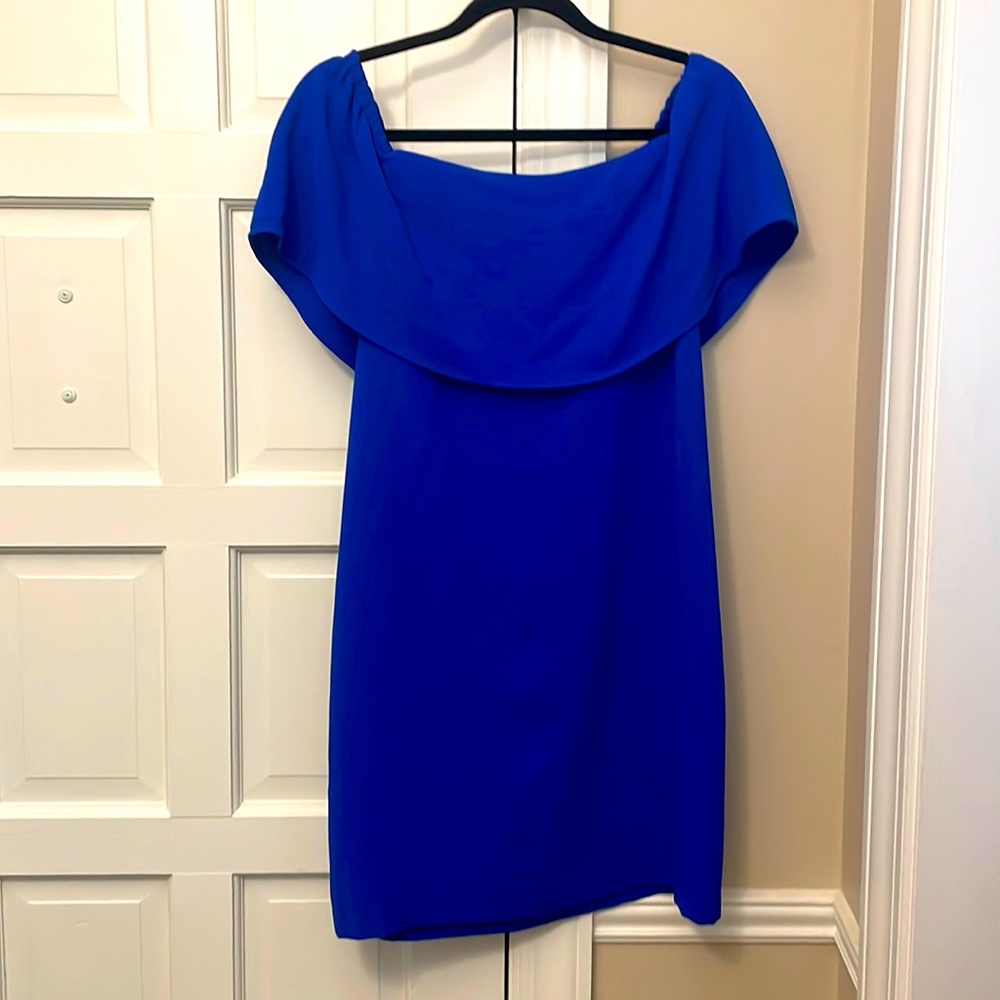 Simple, off the shoulder dress for nice event- beautiful deep royal blue color